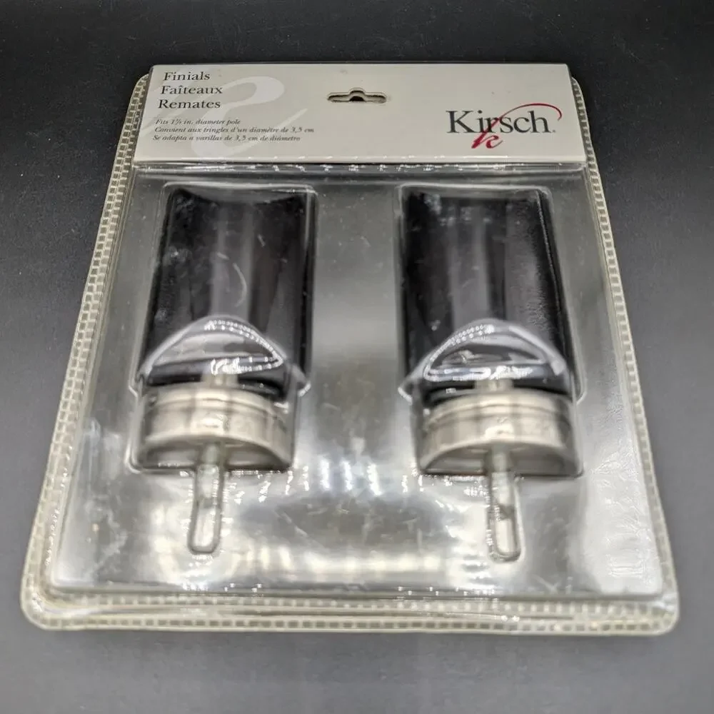 Vintage Black Curtain Rod Finials Kirsch New old stock Black Screw on 1 3/8